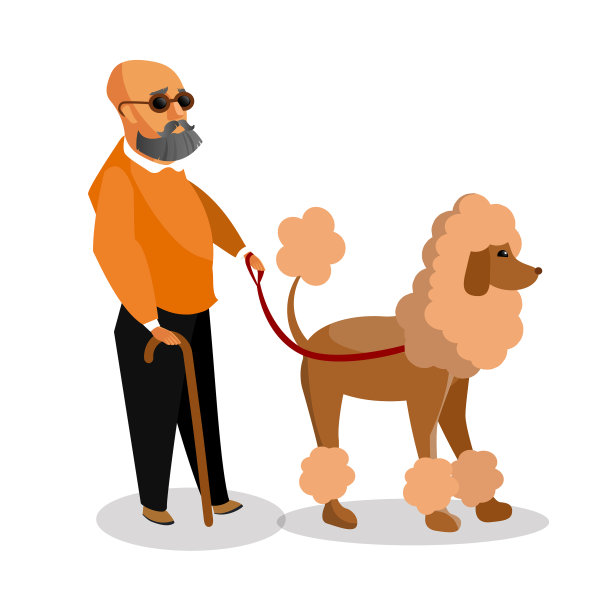 盲人与导盲犬卡通图片下载
