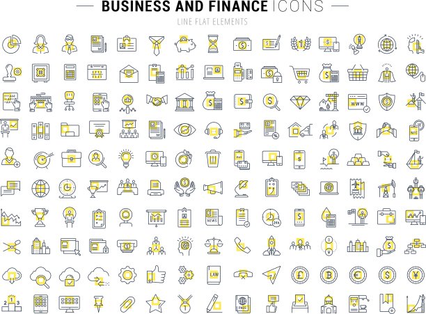 设置直线图标商业和金融图片下载