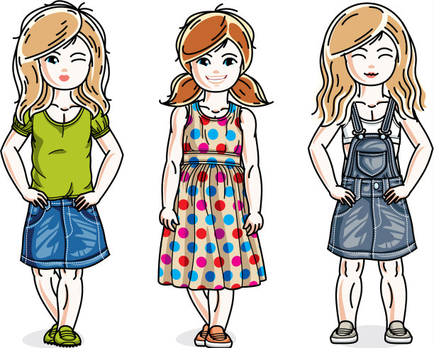 漂亮的小女孩可爱的孩子们站在里面图片下载