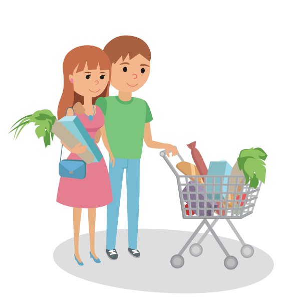 年轻的女人和男人在购物图片下载