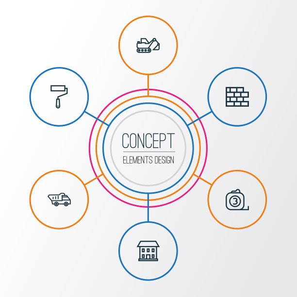 建筑轮廓图标集合的倾卸图片下载