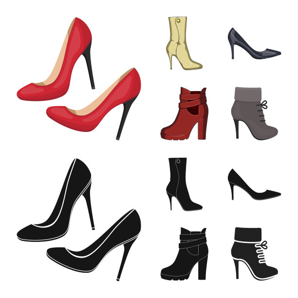 鞋跟和高图标集图片下载