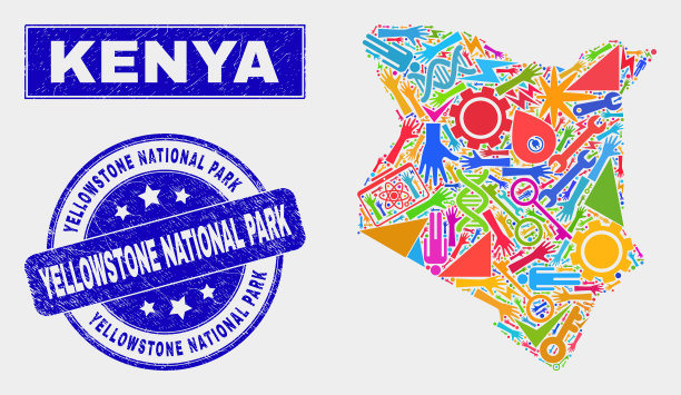 拼贴技术肯尼亚地图和危难图片下载