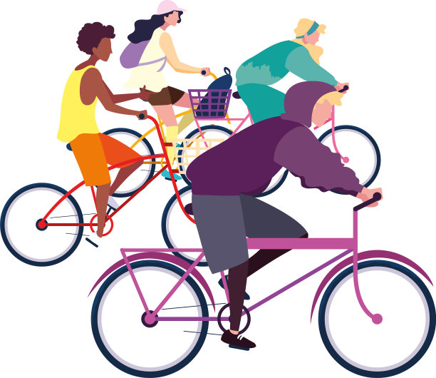 人们骑自行车活动形象图片下载