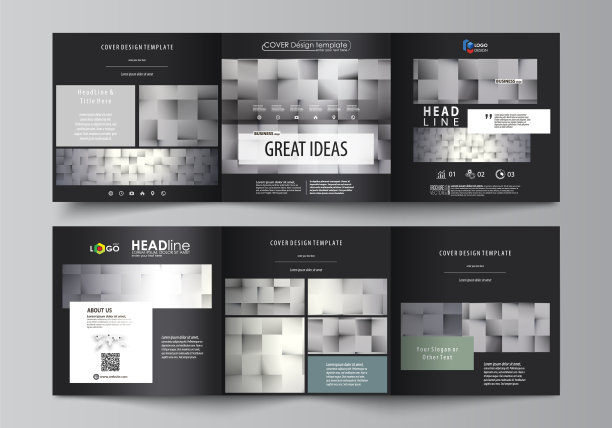 三折正方形的业务模板集图片下载