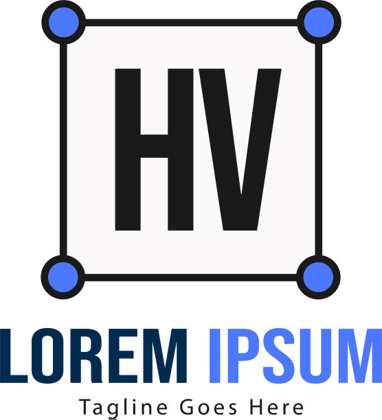 带有现代框架的HV字母logo模板图片下载