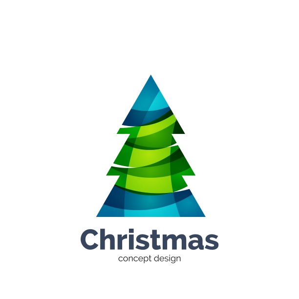 抽象的几何圣诞树图标图片下载