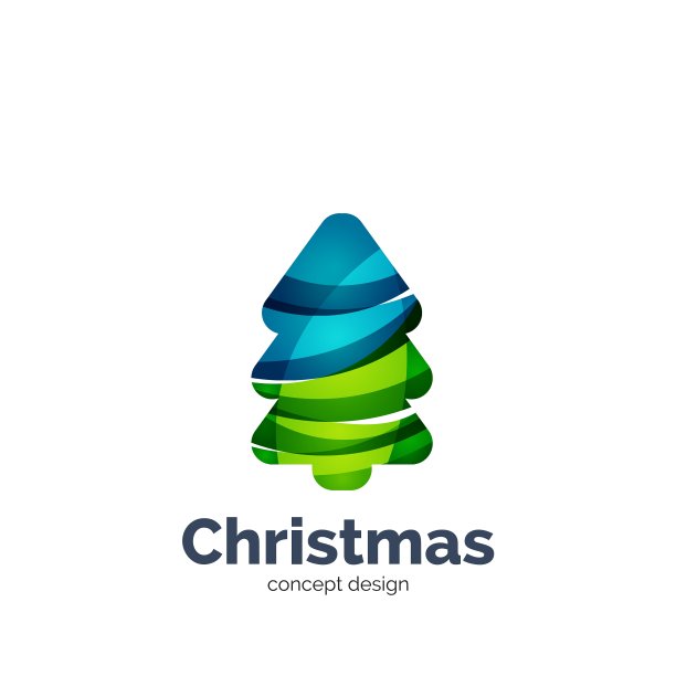 抽象的几何圣诞树图标图片下载
