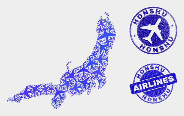 航空马赛克本州岛地图和垃圾图片下载