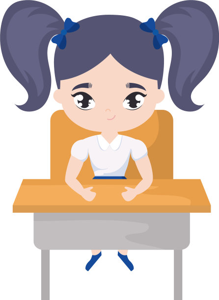 小女生坐在课桌上图片下载