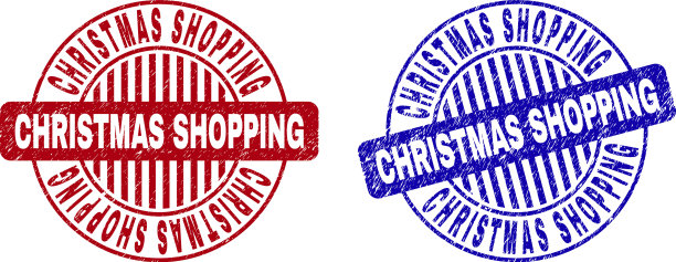 垃圾圣诞购物刮圆邮票图片下载