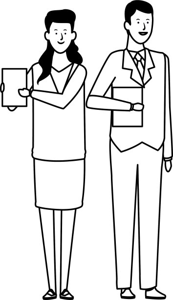 商业夫妇头像卡通人物黑和图片下载