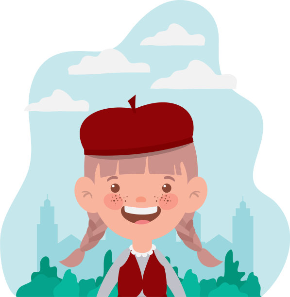 女学生微笑着与风景的背景图片下载