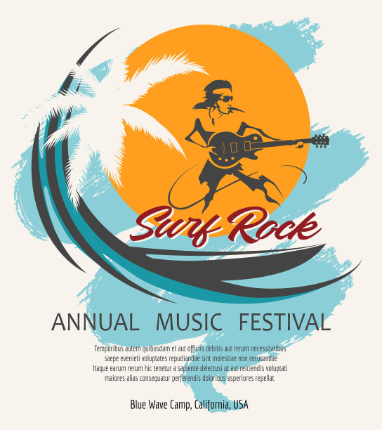 复古风格的夏季摇滚音乐节海报图片下载