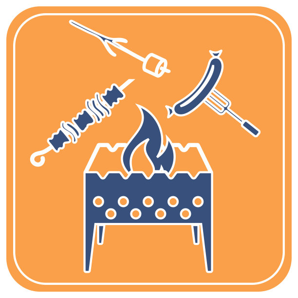 火盆和风烤肉和香肠的图标图片下载