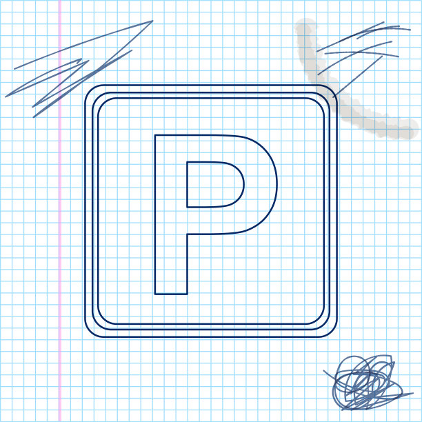 停车标志线草图图标孤立在白色图片下载