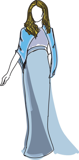 穿着蓝色晚礼服的女人图片下载