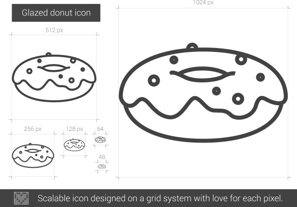 上釉的甜甜圈线图标图片下载