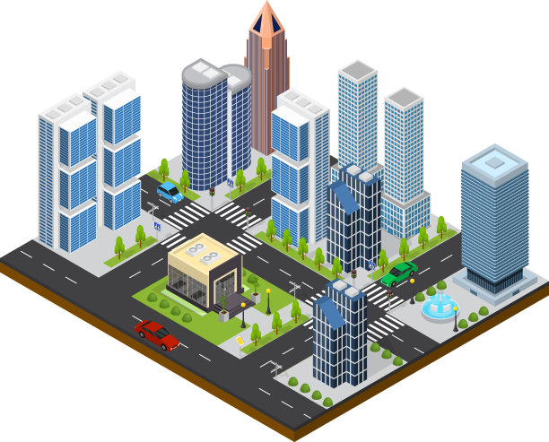 城市景观等距视图图片下载