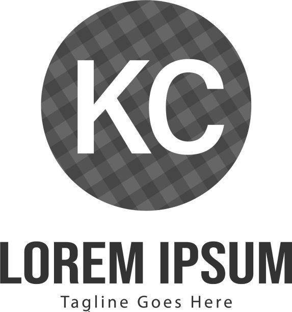 带有现代框架的KC首字母标志模板图片下载