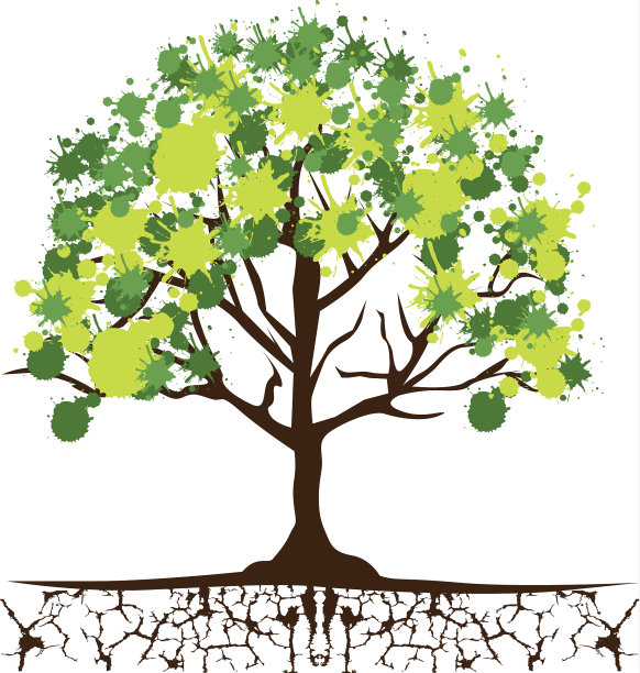 绿色的树和一些叶子的图标图片下载