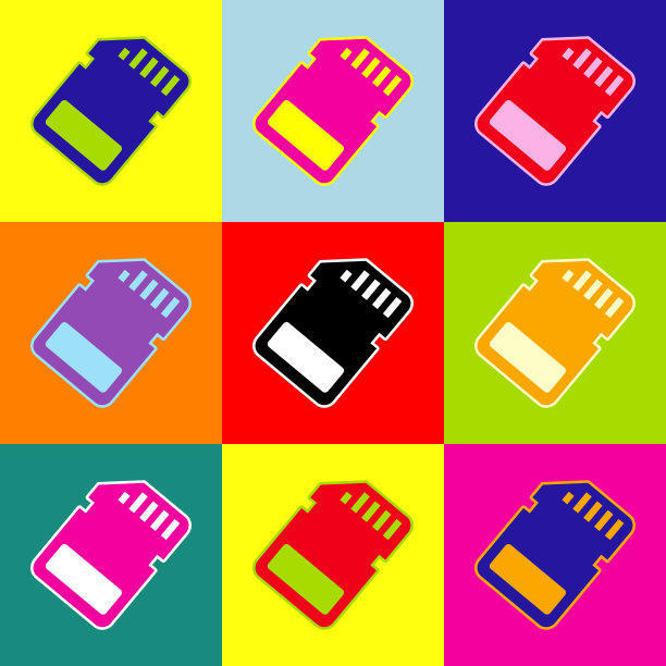 存储卡标志波普艺术风格丰富多彩图片下载