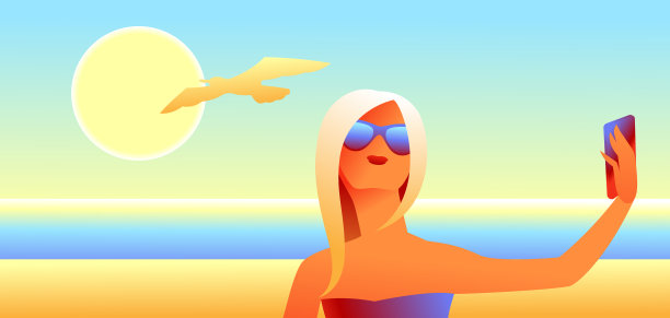 戴墨镜的女孩在自拍图片下载