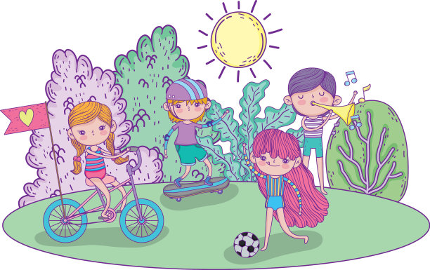 孩子们在公园里练习运动图片下载