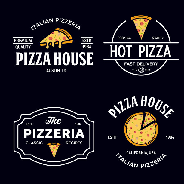 设置披萨标志徽章横幅标志图片下载