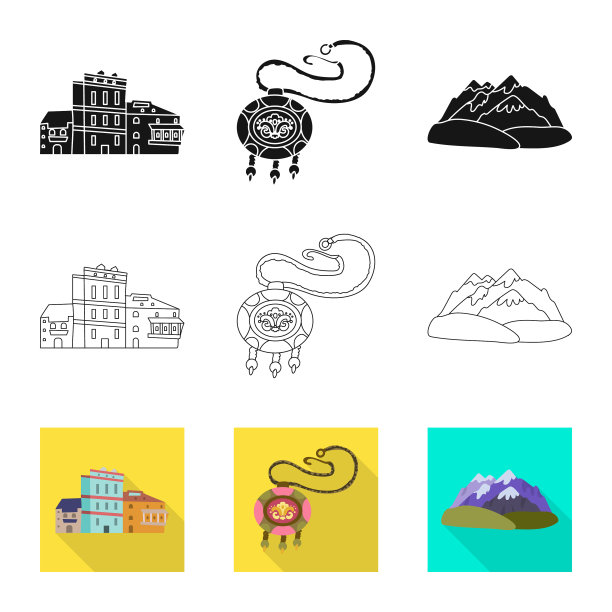 孤立的对象文化和观光图标图片下载