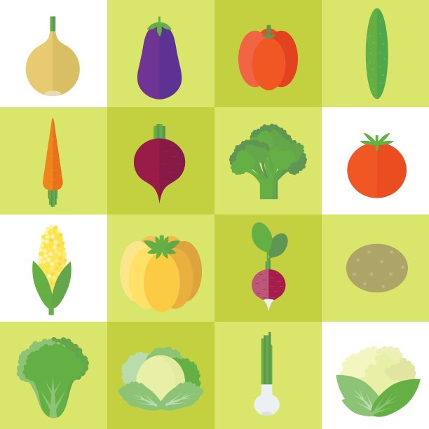 图标与蔬菜在平面图片下载