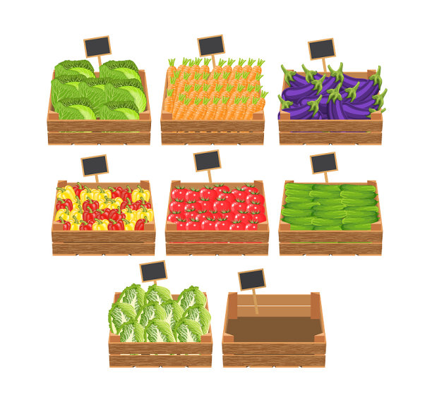 装新鲜蔬菜的板条箱图片下载