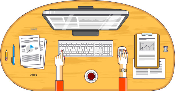 工作台工作空间俯视图与手办公室图片下载