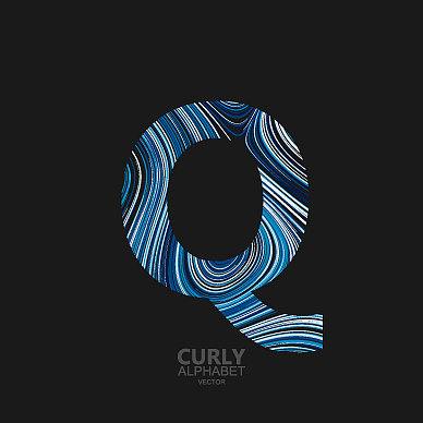 卷曲纹理的字母q图片下载