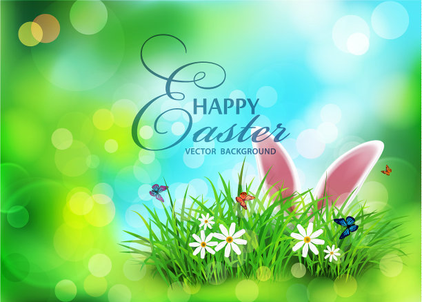 复活节模板兔子耳朵的背景图片下载