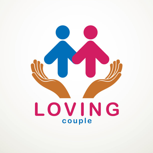 幸福夫妇简单的标志或图标创建图片下载