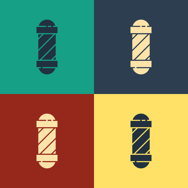 彩色经典理发店电线杆图标孤立上图片下载