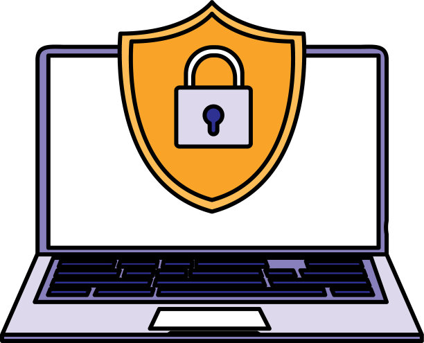 带防护罩和挂锁的笔记本电脑图片下载