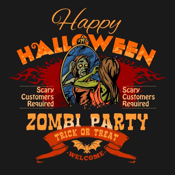 万圣节派对传单与女性图片下载