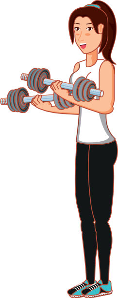 年轻的运动女子与哑铃运动图片下载