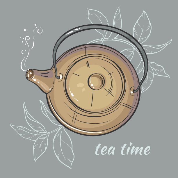 灰色背景上的茶壶图片下载