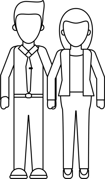 一对卡通人物，穿着黑色和图片下载