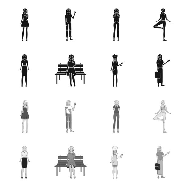 设计姿态和情绪的符号集图片下载