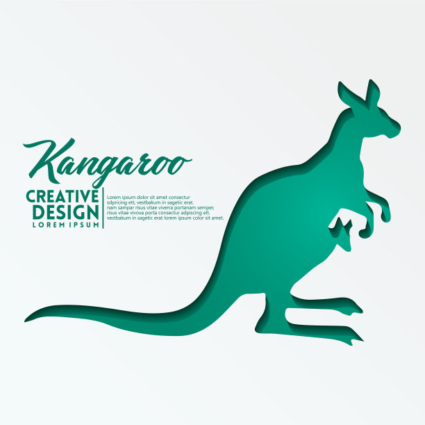 袋鼠几何纸工艺风格图片下载