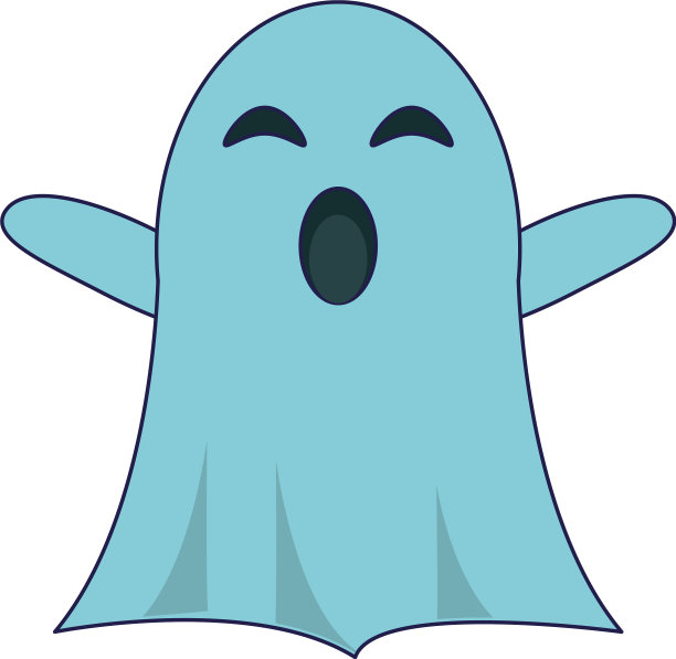 幽灵卡通孤立的蓝线图片下载