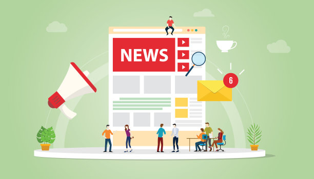 与团队人员和网站的新闻更新概念图片下载