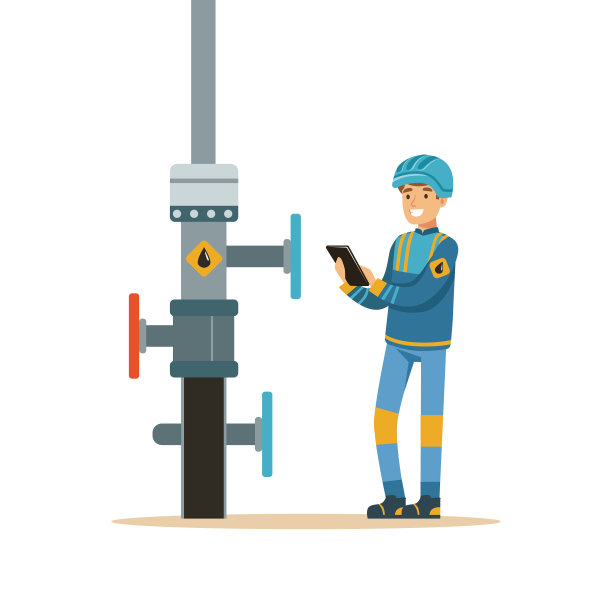 石油工人正在检查石油管道图片下载