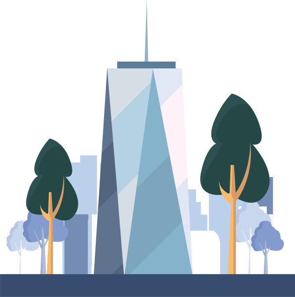 摩天大楼在室外建造城市街道树木图片下载