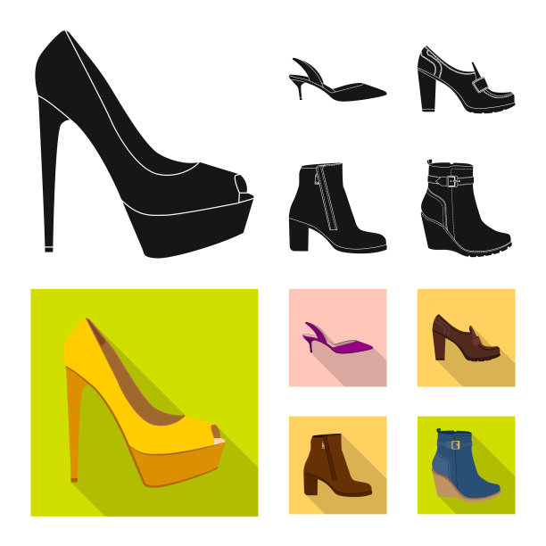 设计鞋履和女性图标集图片下载