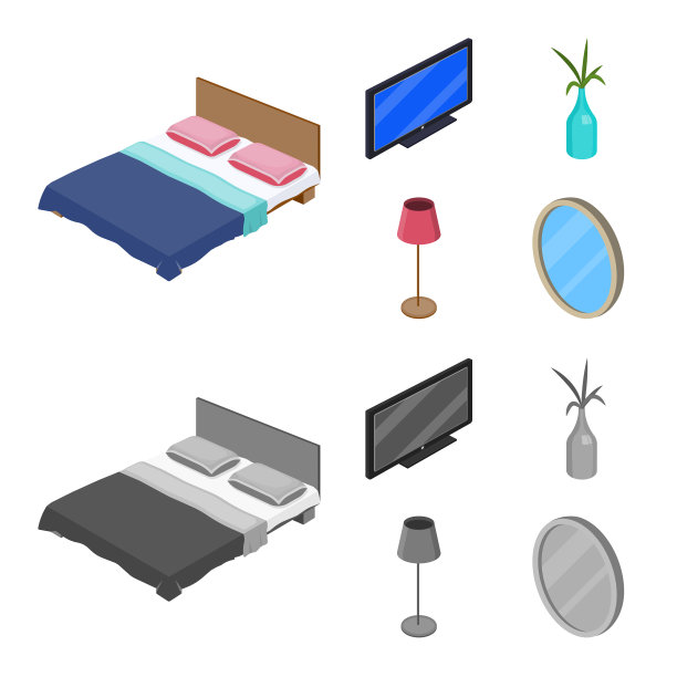 卧室和房间标志集图片下载